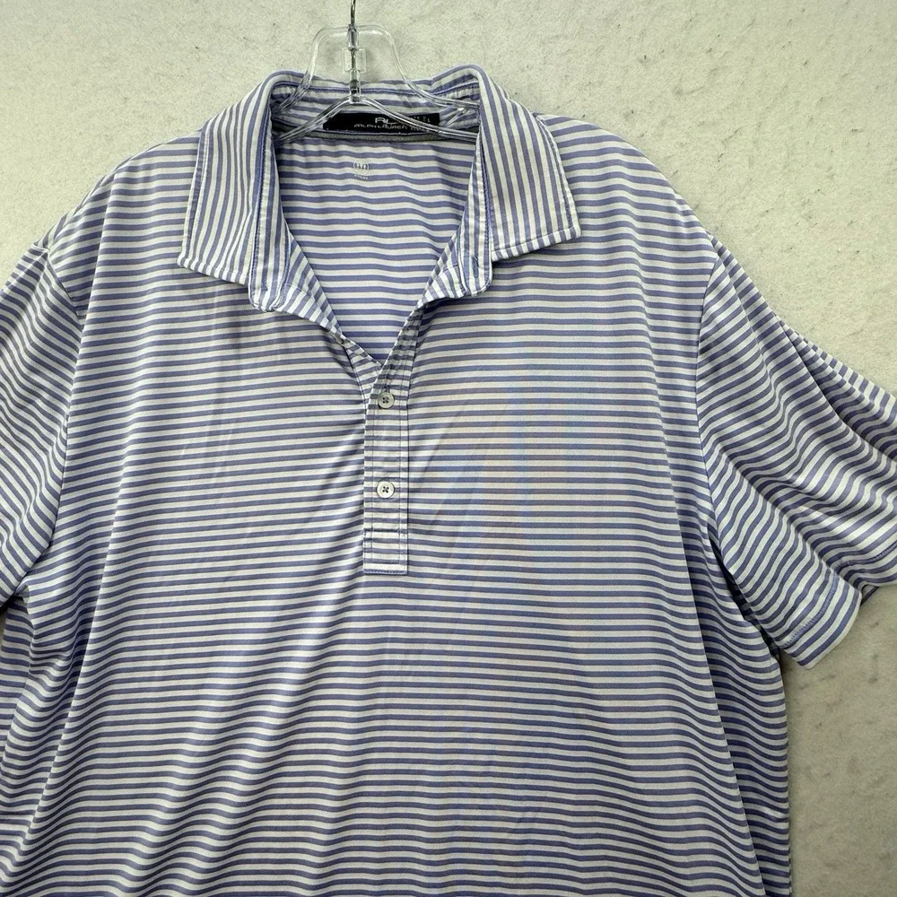 Ralph Lauren‎ RLX Performance Golf Polo Shirt Men Size Large Blue Striped Preppy